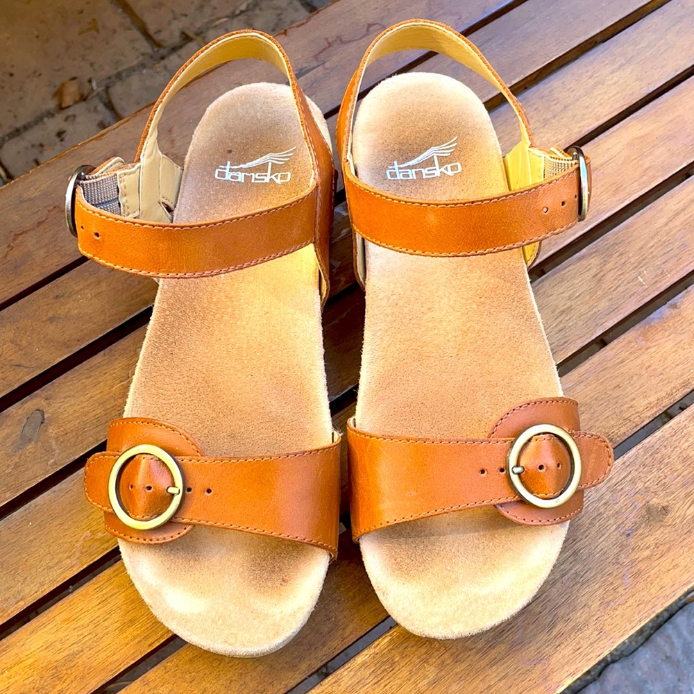 Dansko brown leather sandals buckle strap size 8